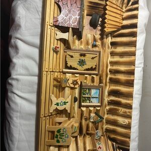 Rustic Wooden Wall Art with Painted Accents